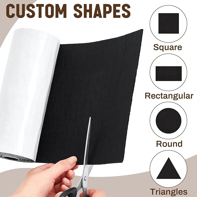 Fullhawl Large Felt Furniture Pads 12 x 60 Inch Non Slip Self Adhesive Heavy Duty Cuttable Strip Roll Felt Sheet Tape for Protecting Hardwood Floors Chair Wall, Black | Furniture Pads - TrueDesk