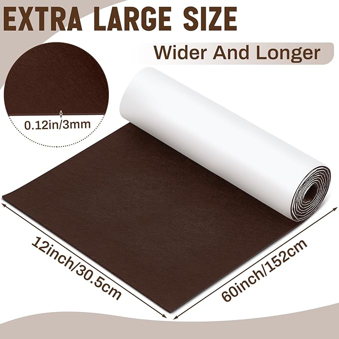 Fullhawl Large Felt Furniture Pads 12 x 60 Inch Non Slip Self Adhesive Heavy Duty Cuttable Strip Roll Felt Sheet Tape for Protecting Hardwood Floors Chair Wall, Brown | Furniture Pads - TrueDesk