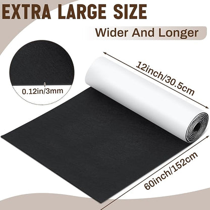Fullhawl Large Felt Furniture Pads 12 x 60 Inch Non Slip Self Adhesive Heavy Duty Cuttable Strip Roll Felt Sheet Tape for Protecting Hardwood Floors Chair Wall, Black | Furniture Pads - TrueDesk