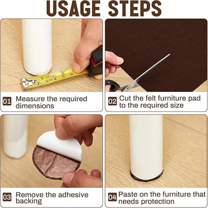 Fullhawl Large Felt Furniture Pads 12 x 60 Inch Non Slip Self Adhesive Heavy Duty Cuttable Strip Roll Felt Sheet Tape for Protecting Hardwood Floors Chair Wall, Brown | Furniture Pads - TrueDesk