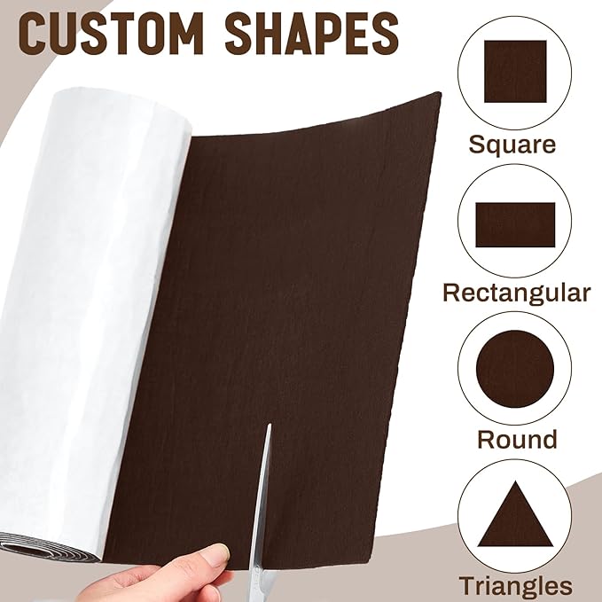 Fullhawl Large Felt Furniture Pads 12 x 60 Inch Non Slip Self Adhesive Heavy Duty Cuttable Strip Roll Felt Sheet Tape for Protecting Hardwood Floors Chair Wall, Brown | Furniture Pads - TrueDesk