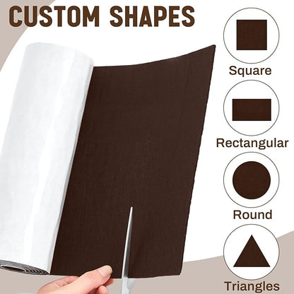 Fullhawl Large Felt Furniture Pads 12 x 60 Inch Non Slip Self Adhesive Heavy Duty Cuttable Strip Roll Felt Sheet Tape for Protecting Hardwood Floors Chair Wall, Brown | Furniture Pads - TrueDesk