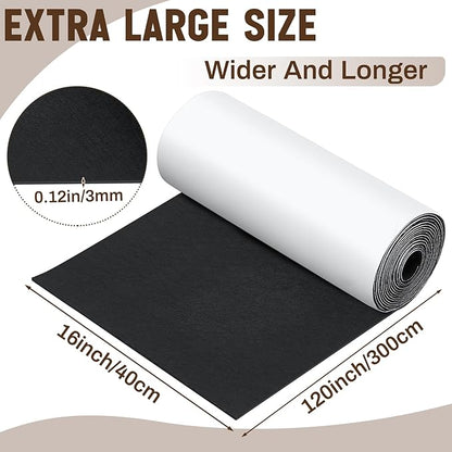 Fullhawl Large Felt Furniture Pads 16 x 120 Inch Non Slip Self Adhesive Heavy Duty Cuttable Strip Roll Felt Sheet Tape for Protecting Hardwood Floors Chair Wall, Black | Furniture Pads - TrueDesk