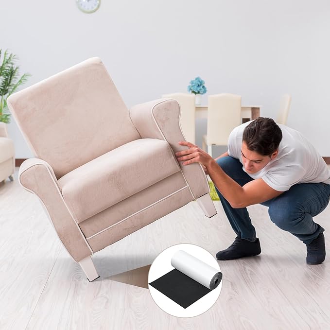 Fullhawl Large Felt Furniture Pads 16 x 120 Inch Non Slip Self Adhesive Heavy Duty Cuttable Strip Roll Felt Sheet Tape for Protecting Hardwood Floors Chair Wall, Black | Furniture Pads - TrueDesk