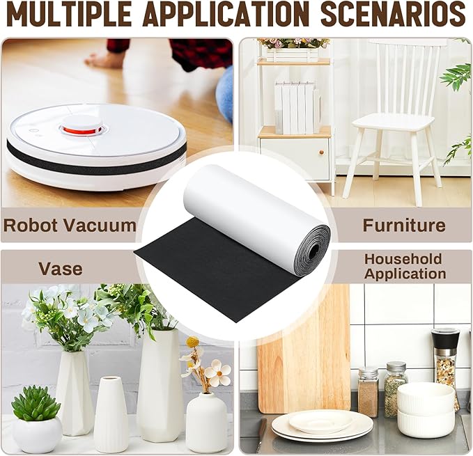 Fullhawl Large Felt Furniture Pads 16 x 120 Inch Non Slip Self Adhesive Heavy Duty Cuttable Strip Roll Felt Sheet Tape for Protecting Hardwood Floors Chair Wall, Black | Furniture Pads - TrueDesk