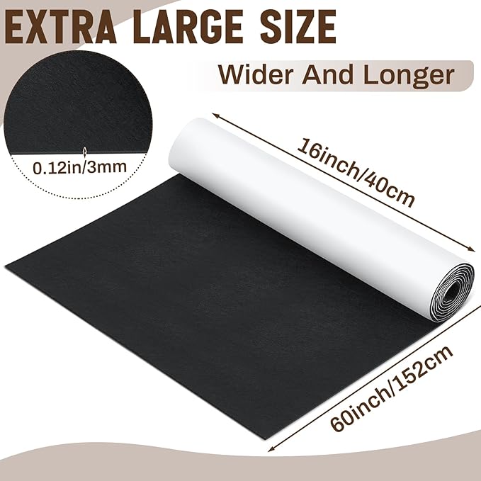 Fullhawl Large Felt Furniture Pads 16 x 60 Inch Non Slip Self Adhesive Heavy Duty Cuttable Strip Roll Felt Sheet Tape for Protecting Hardwood Floors Chair Wall, Black | Furniture Pads - TrueDesk