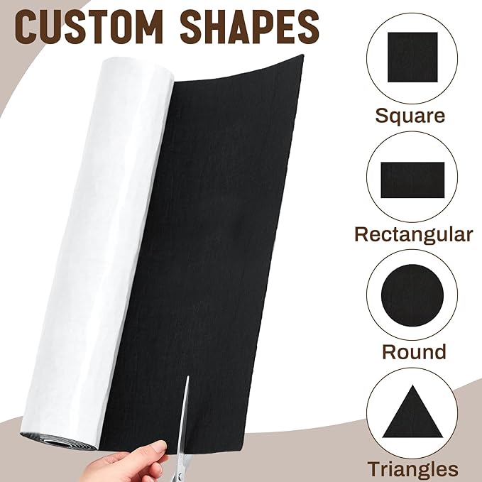 Fullhawl Large Felt Furniture Pads 16 x 60 Inch Non Slip Self Adhesive Heavy Duty Cuttable Strip Roll Felt Sheet Tape for Protecting Hardwood Floors Chair Wall, Black | Furniture Pads - TrueDesk