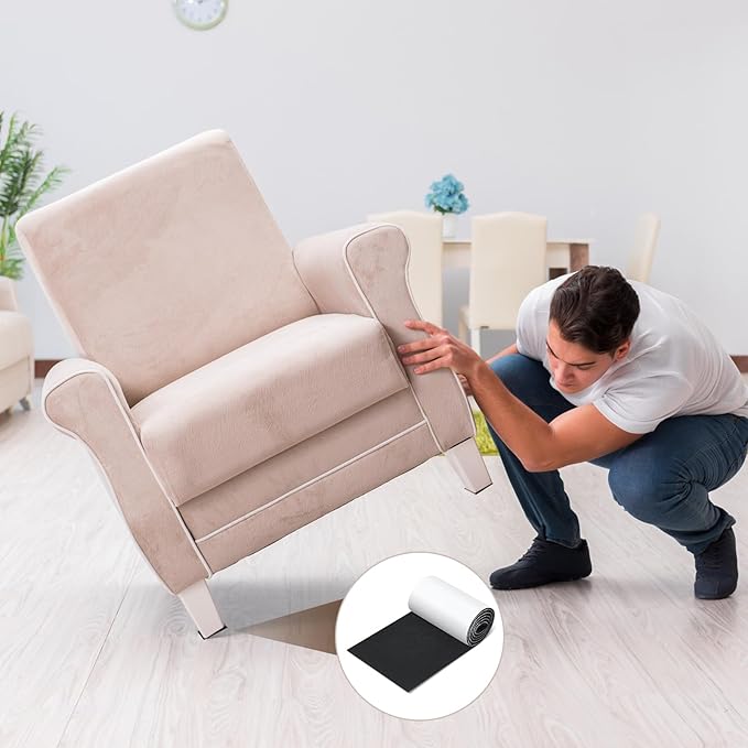 Fullhawl Large Felt Furniture Pads 5 x 60 Inch Non Slip Self Adhesive Heavy Duty Cuttable Strip Roll Felt Sheet Tape for Protecting Hardwood Floors Chair Wall, Black | Furniture Pads - TrueDesk