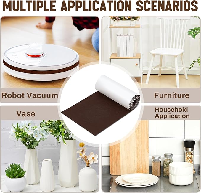 Fullhawl Large Felt Furniture Pads 8 x 60 Inch Non Slip Self Adhesive Heavy Duty Cuttable Strip Roll Felt Sheet Tape for Protecting Hardwood Floors Chair Wall, Brown | Furniture Pads - TrueDesk