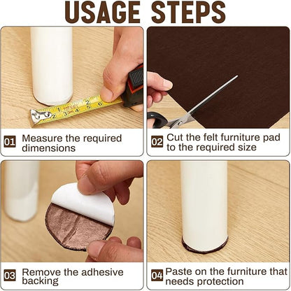 Fullhawl Large Felt Furniture Pads 8 x 60 Inch Non Slip Self Adhesive Heavy Duty Cuttable Strip Roll Felt Sheet Tape for Protecting Hardwood Floors Chair Wall, Brown | Furniture Pads - TrueDesk