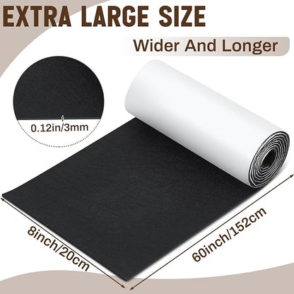 Fullhawl Large Felt Furniture Pads 8 x 60 Inch Non Slip Self Adhesive Heavy Duty Cuttable Strip Roll Felt Sheet Tape for Protecting Hardwood Floors Chair Wall, Black | Furniture Pads - TrueDesk