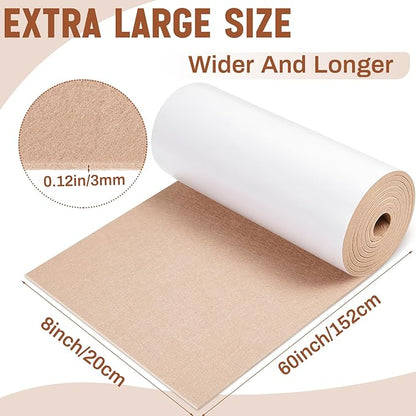Fullhawl Large Felt Furniture Pads 8 x 60 Inch Non Slip Self Adhesive Heavy Duty Cuttable Strip Roll Felt Sheet Tape for Protecting Hardwood Floors Chair Wall, Beige | Furniture Pads - TrueDesk