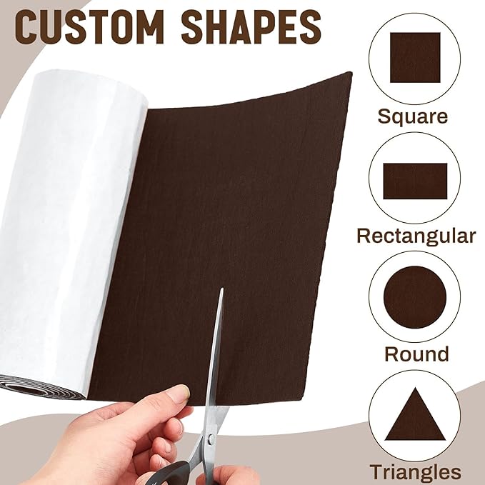 Fullhawl Large Felt Furniture Pads 8 x 60 Inch Non Slip Self Adhesive Heavy Duty Cuttable Strip Roll Felt Sheet Tape for Protecting Hardwood Floors Chair Wall, Brown | Furniture Pads - TrueDesk