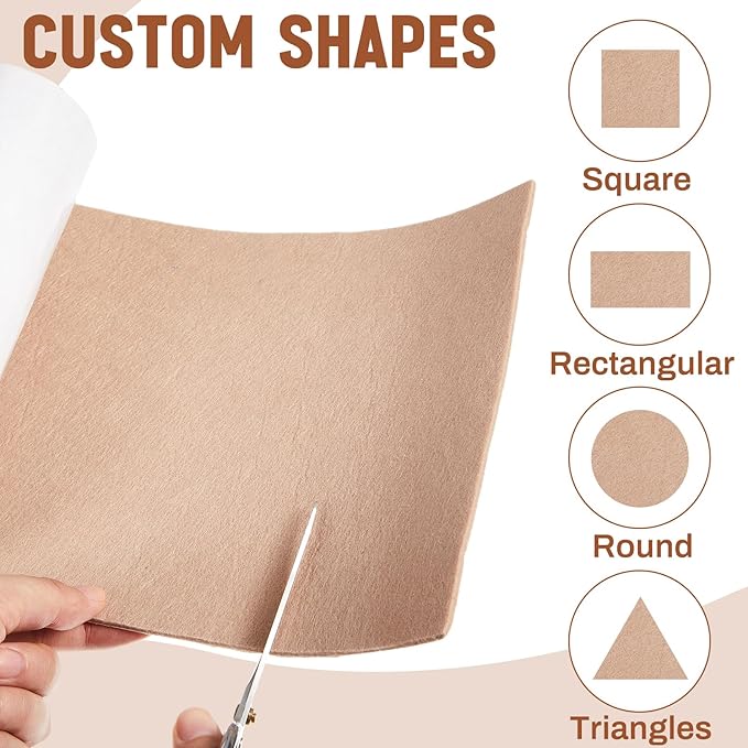 Fullhawl Large Felt Furniture Pads 8 x 60 Inch Non Slip Self Adhesive Heavy Duty Cuttable Strip Roll Felt Sheet Tape for Protecting Hardwood Floors Chair Wall, Beige | Furniture Pads - TrueDesk