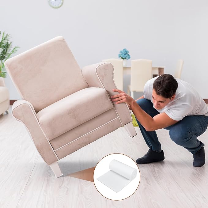 Fullhawl Large Felt Furniture Pads 8 x 60 Inch Non Slip Self Adhesive Heavy Duty Cuttable Strip Roll Felt Sheet Tape for Protecting Hardwood Floors Chair Wall, White | Furniture Pads - TrueDesk