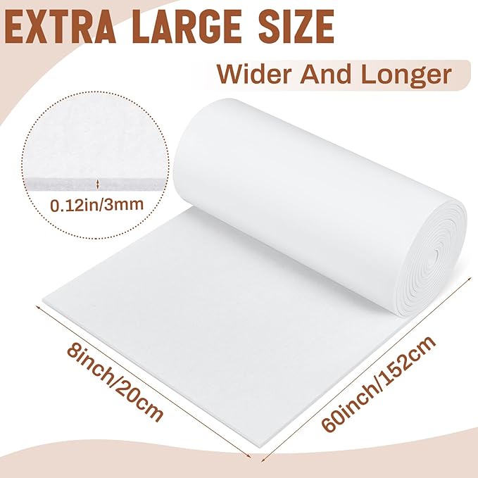 Fullhawl Large Felt Furniture Pads 8 x 60 Inch Non Slip Self Adhesive Heavy Duty Cuttable Strip Roll Felt Sheet Tape for Protecting Hardwood Floors Chair Wall, White | Furniture Pads - TrueDesk