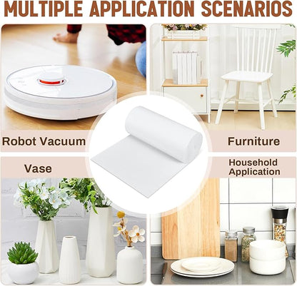 Fullhawl Large Felt Furniture Pads 8 x 60 Inch Non Slip Self Adhesive Heavy Duty Cuttable Strip Roll Felt Sheet Tape for Protecting Hardwood Floors Chair Wall, White | Furniture Pads - TrueDesk