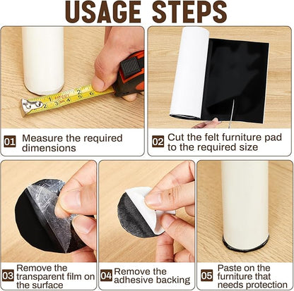 Fullhawl Large Silicone Furniture Pads 12 x 40 Inch Non Slip Self Adhesive Heavy Duty Cuttable Strip Roll Felt Sheet Tape for Protecting Hardwood Floors Chair Wall, Black | Furniture Pads - TrueDesk