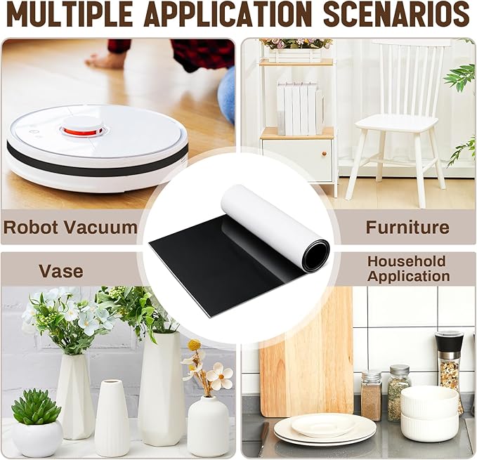 Fullhawl Large Silicone Furniture Pads 12 x 40 Inch Non Slip Self Adhesive Heavy Duty Cuttable Strip Roll Felt Sheet Tape for Protecting Hardwood Floors Chair Wall, Black | Furniture Pads - TrueDesk
