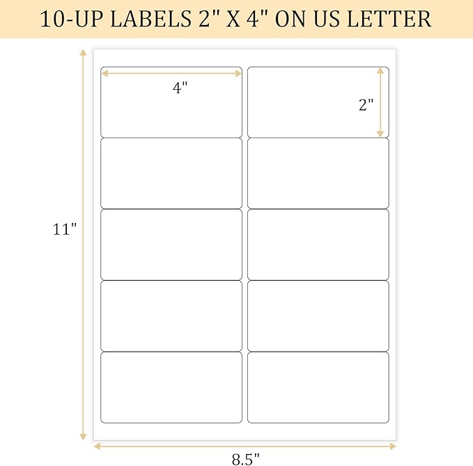 FungLam 2x4 Shipping Address Labels for Laser & Inkjet Printers, 300 Printable White Sticker Labels, 10 per Page Mailing Labels, Permanent Adhesive (30 Sheets, 300 Labels) | Address Labels - TrueDesk