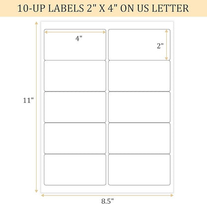FungLam 2x4 Shipping Address Labels for Laser & Inkjet Printers, 300 Printable White Sticker Labels, 10 per Page Mailing Labels, Permanent Adhesive (30 Sheets, 300 Labels) | Address Labels - TrueDesk