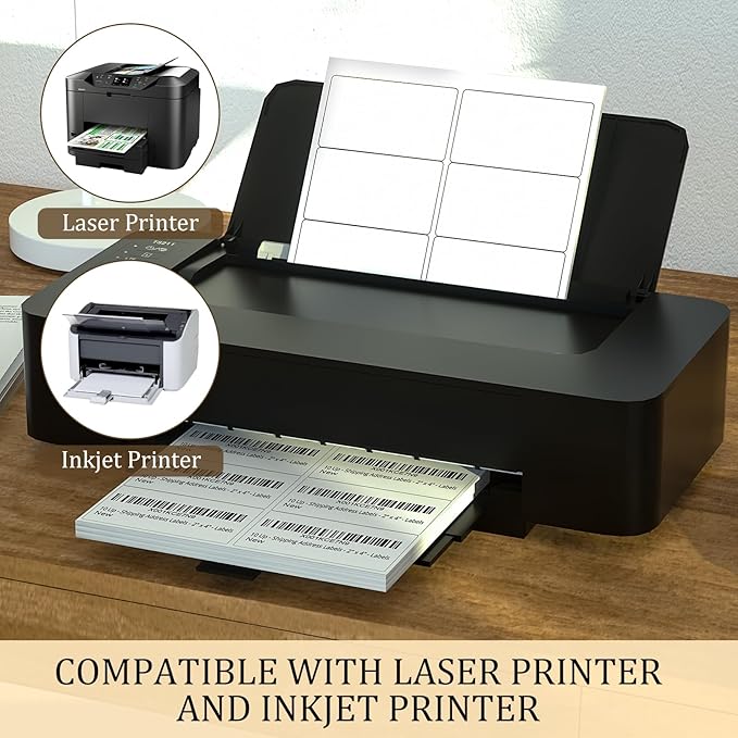 FungLam 2x4 Shipping Address Labels for Laser & Inkjet Printers, 300 Printable White Sticker Labels, 10 per Page Mailing Labels, Permanent Adhesive (30 Sheets, 300 Labels) | Address Labels - TrueDesk