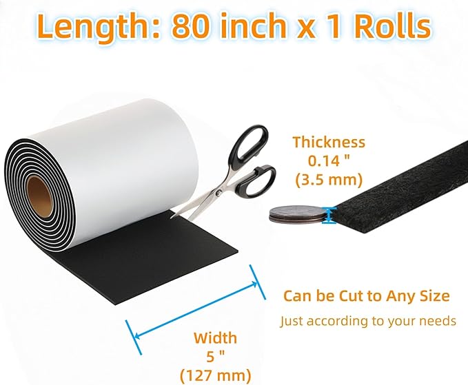 Furnigear Felt Furniture Pads - Heavy Duty Cuttable Strips with Adhesive Backing, Self - Adhesive Felt Strips, Pad, Tape Roll for Chair Legs, Hard Floor and Wall Protection (Black, 80 x 5 x 0.14 Inch) | Furniture Pads - TrueDesk