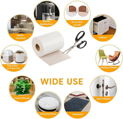 Furnigear Felt Furniture Pads - Heavy Duty Cuttable Strips with Adhesive Backing, Self - Adhesive Felt Strips, Pad, Tape Roll for Chair Legs, Hard Floor and Wall Protection (Beige, 40 x 5 x 0.14 Inch) | Furniture Pads - TrueDesk
