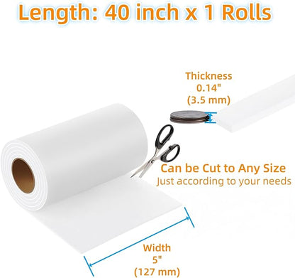 Furnigear Felt Furniture Pads - Heavy Duty Cuttable Strips with Adhesive Backing, Self - Adhesive Felt Strips, Pad, Tape Roll for Chair Legs, Hard Floor and Wall Protection (White, 40 x 5 x 0.14 Inch) | Furniture Pads - TrueDesk