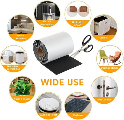 Furnigear Felt Furniture Pads - Heavy Duty Cuttable Strips with Adhesive Backing, Self - Adhesive Felt Strips, Pad, Tape Roll for Chair Legs, Hard Floor and Wall Protection (Black, 80 x 5 x 0.14 Inch) | Furniture Pads - TrueDesk