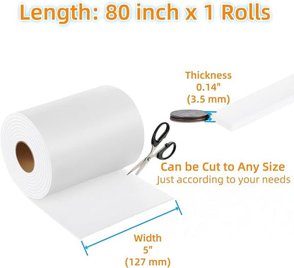 Furnigear Felt Furniture Pads - Heavy Duty Cuttable Strips with Adhesive Backing, Self - Adhesive Felt Strips, Pad, Tape Roll for Chair Legs, Hard Floor and Wall Protection (White, 80 x 5 x 0.14 Inch) | Furniture Pads - TrueDesk