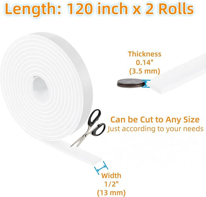 Furnigear Felt Strips with Adhesive Backing Heavy Duty Cuttable Felt Tape Roll Furniture Pads for Chair Legs - Protecting Hardwood Floors, Chair Wall Protector (White, 120 x 0.5 x 0.14 Inch) | Furniture Pads - TrueDesk