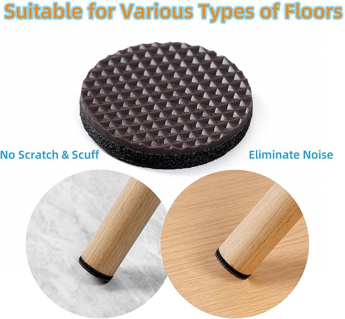 Furnigear Non Slip Furniture Pads - Self Adhesive Rubber Anti Skid Pads Grippers Rubber Chair Feet Furniture Pads for Hardwood Floors - Protectors for Furniture Table Legs Anti Slip 108 Pcs 1" Round | Furniture Pads - TrueDesk