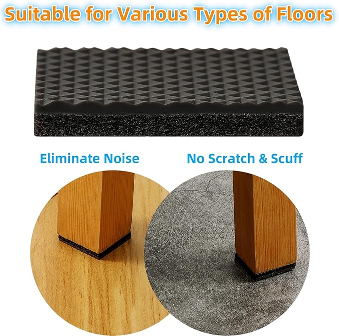 Furnigear Non Slip Furniture Pads - Self Adhesive Rubber Anti Skid Pads Grippers Rubber Chair Feet Furniture Pads for Hardwood Floors - Protectors for Furniture Table Legs Anti Slip 12 Pcs 3" Square | Furniture Pads - TrueDesk