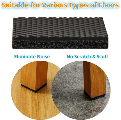Furnigear Non Slip Furniture Pads - Self Adhesive Rubber Anti Skid Pads Grippers Rubber Chair Feet Furniture Pads for Hardwood Floors - Protectors for Furniture Table Legs Anti Slip 12 Pcs 3" Square | Furniture Pads - TrueDesk