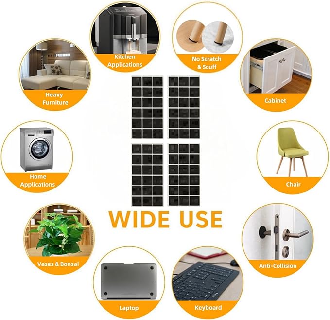 Furnigear Non Slip Furniture Pads - Self Adhesive Rubber Anti Skid Pads Grippers Rubber Chair Feet Furniture Pads for Hardwood Floors - Protectors for Furniture Table Legs Anti Slip 108 Pcs 1" Square | Furniture Pads - TrueDesk