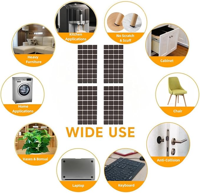 Furnigear Non Slip Furniture Pads - Self Adhesive Rubber Anti Skid Pads Grippers Rubber Chair Feet Furniture Pads for Hardwood Floors - Protectors for Furniture Table Legs Anti Slip 128 Pcs 3/4" Square | Furniture Pads - TrueDesk