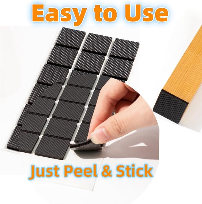 Furnigear Non Slip Furniture Pads - Self Adhesive Rubber Anti Skid Pads Grippers Rubber Chair Feet Furniture Pads for Hardwood Floors - Protectors for Furniture Table Legs Anti Slip 128 Pcs 3/4" Square | Furniture Pads - TrueDesk