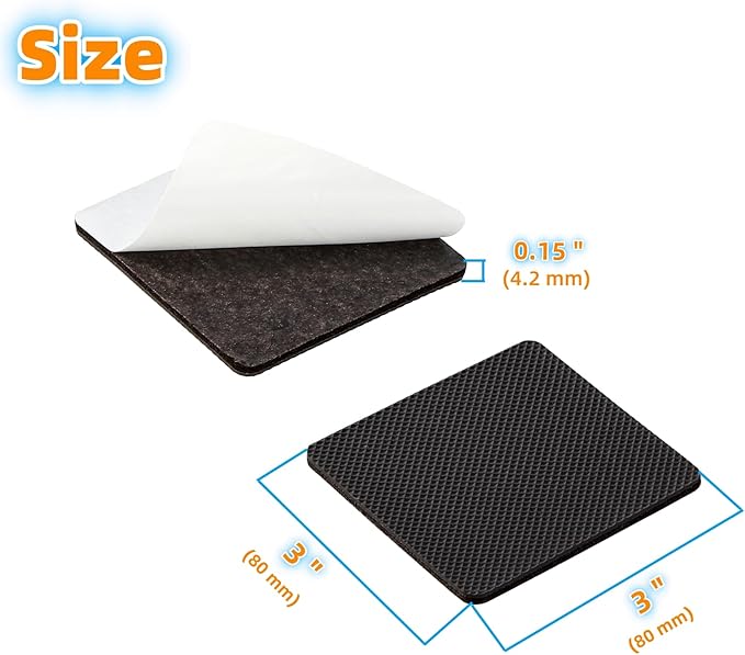 Furnigear Non Slip Furniture Pads - Self Adhesive Rubber Anti Skid Pads Grippers Rubber Chair Feet Furniture Pads for Hardwood Floors - Protectors for Furniture Table Legs Anti Slip 12 Pcs 3" Square | Furniture Pads - TrueDesk