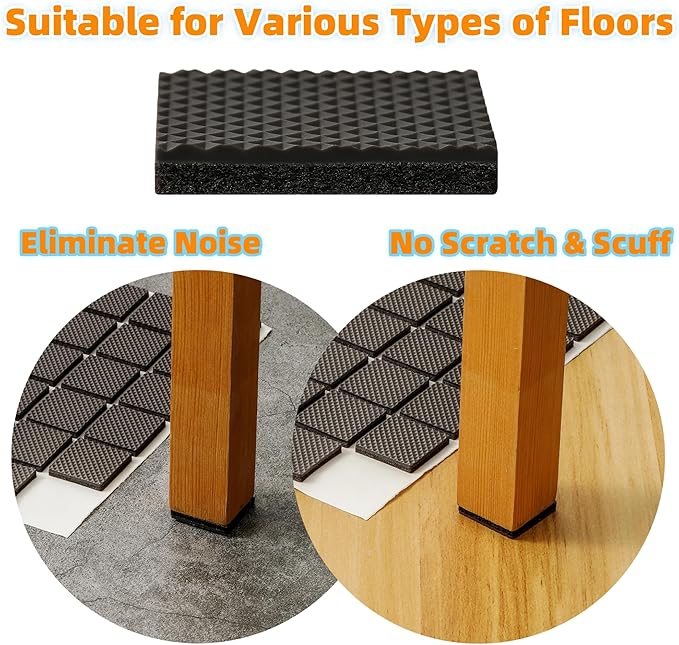 Furnigear Non Slip Furniture Pads - Self Adhesive Rubber Anti Skid Pads Grippers Rubber Chair Feet Furniture Pads for Hardwood Floors - Protectors for Furniture Table Legs Anti Slip 108 Pcs 1" Square | Furniture Pads - TrueDesk