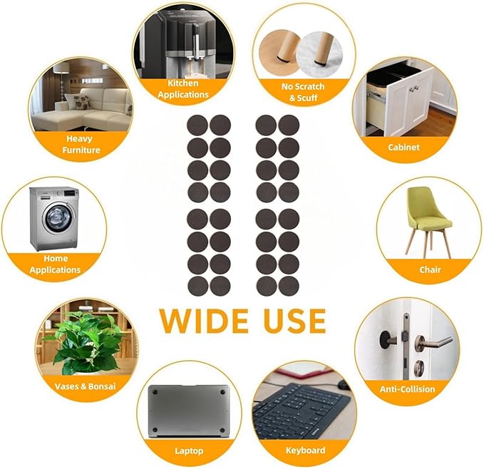 Furnigear Non Slip Furniture Pads - Self Adhesive Rubber Anti Skid Pads Grippers Rubber Chair Feet Furniture Pads for Hardwood Floors - Protectors for Furniture Table Legs Anti Slip 32 Pcs 1 - 1/2" Round | Furniture Pads - TrueDesk