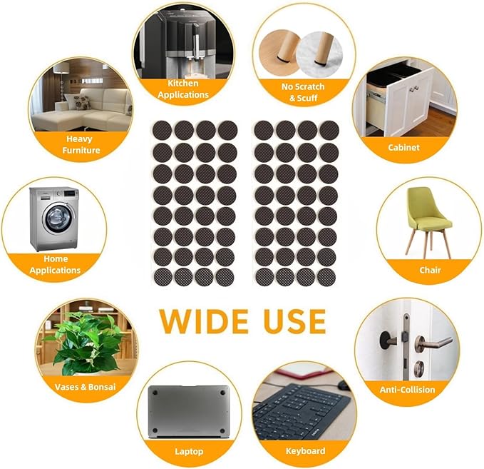 Furnigear Non Slip Furniture Pads - Self Adhesive Rubber Anti Skid Pads Grippers Rubber Chair Feet Furniture Pads for Hardwood Floors - Protectors for Furniture Table Legs Anti Slip 128 Pcs 3/4" Round | Furniture Pads - TrueDesk