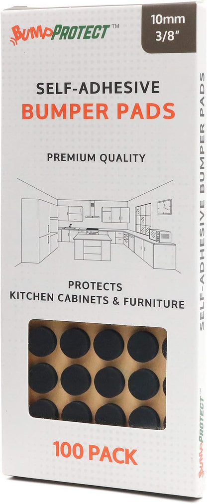 Furniture EVA Foam Pads 3/8" (10mm) Diameter Round 3M Self Adhesive Protects Kitchen Cabinets, Drawers, Desks and Furniture Against Bumps and Scratches 100 Pack - Black | Furniture Pads - TrueDesk