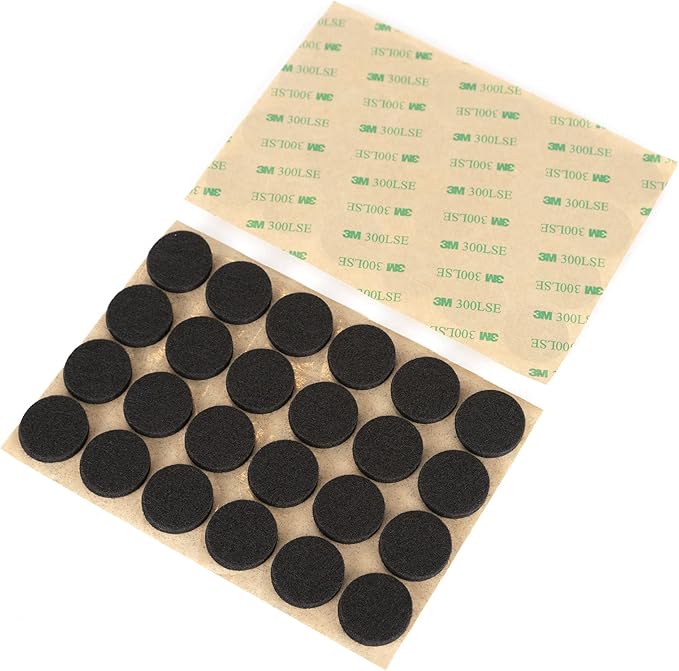 Furniture Felt Pads 1" (25mm) Diameter Round 3M Self Adhesive Protects Furniture and Floors Against Bumps and Scratches 96 Pack - Black | Furniture Pads - TrueDesk