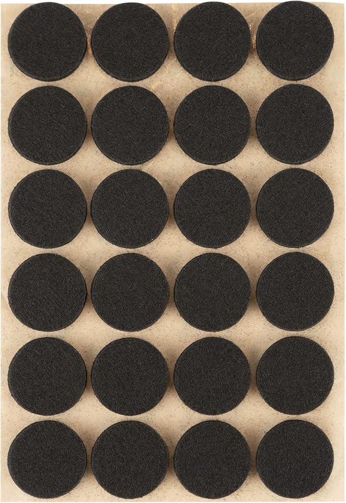Furniture Felt Pads 1" (25mm) Diameter Round 3M Self Adhesive Protects Furniture and Floors Against Bumps and Scratches 96 Pack - Black | Furniture Pads - TrueDesk