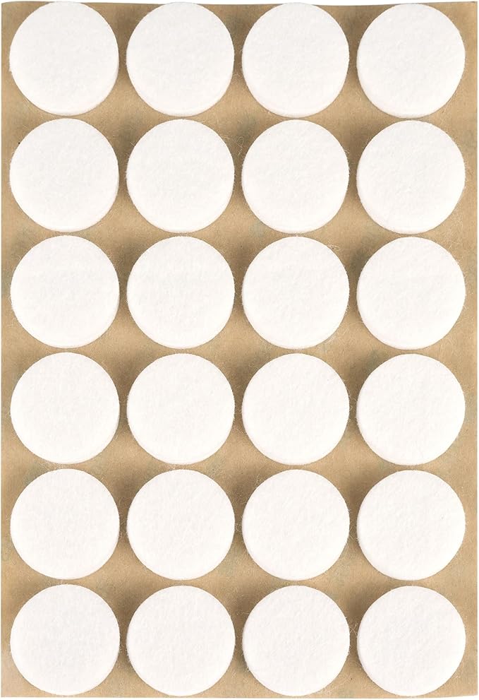 Furniture Felt Pads 1" (25mm) Diameter Round 3M Self Adhesive Protects Furniture and Floors Against Bumps and Scratches 96 Pack - White | Furniture Pads - TrueDesk