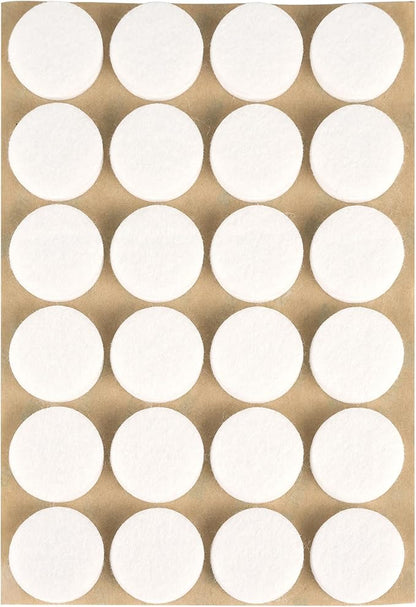 Furniture Felt Pads 1" (25mm) Diameter Round 3M Self Adhesive Protects Furniture and Floors Against Bumps and Scratches 96 Pack - White | Furniture Pads - TrueDesk