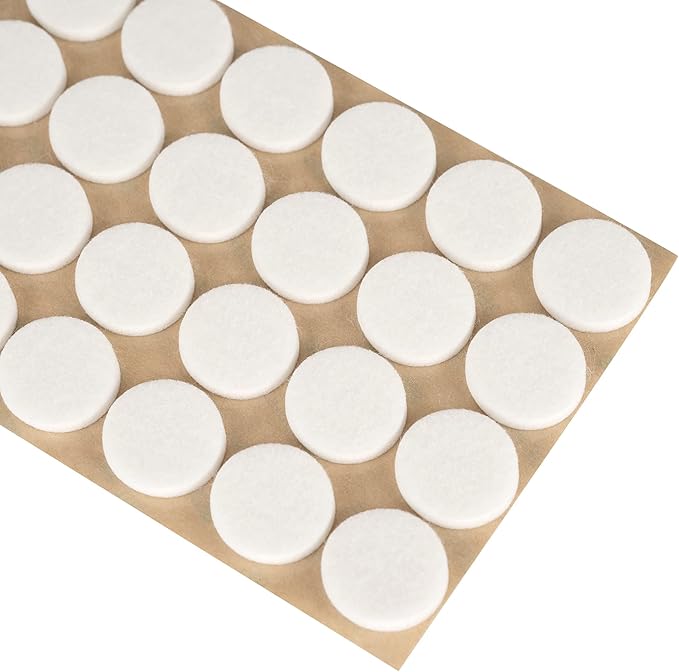 Furniture Felt Pads 1" (25mm) Diameter Round 3M Self Adhesive Protects Furniture and Floors Against Bumps and Scratches 96 Pack - White | Furniture Pads - TrueDesk