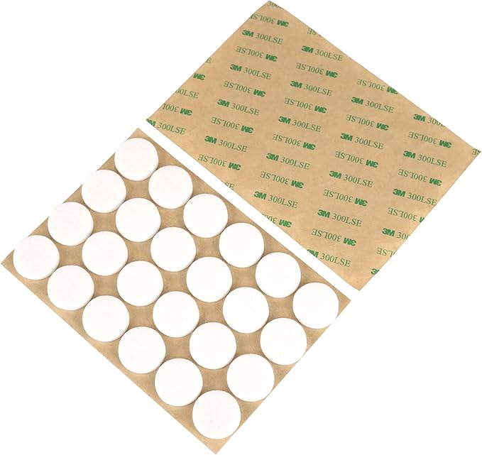 Furniture Felt Pads 1" (25mm) Diameter Round 3M Self Adhesive Protects Furniture and Floors Against Bumps and Scratches 96 Pack - White | Furniture Pads - TrueDesk