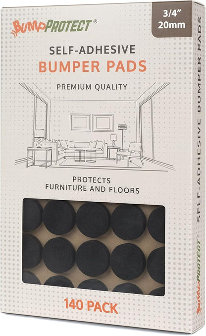 Furniture Felt Pads 3/4" (19mm) Diameter Round 3M Self Adhesive Protects Furniture and Floors Against Bumps and Scratches 140 Pack - Black | Furniture Pads - TrueDesk